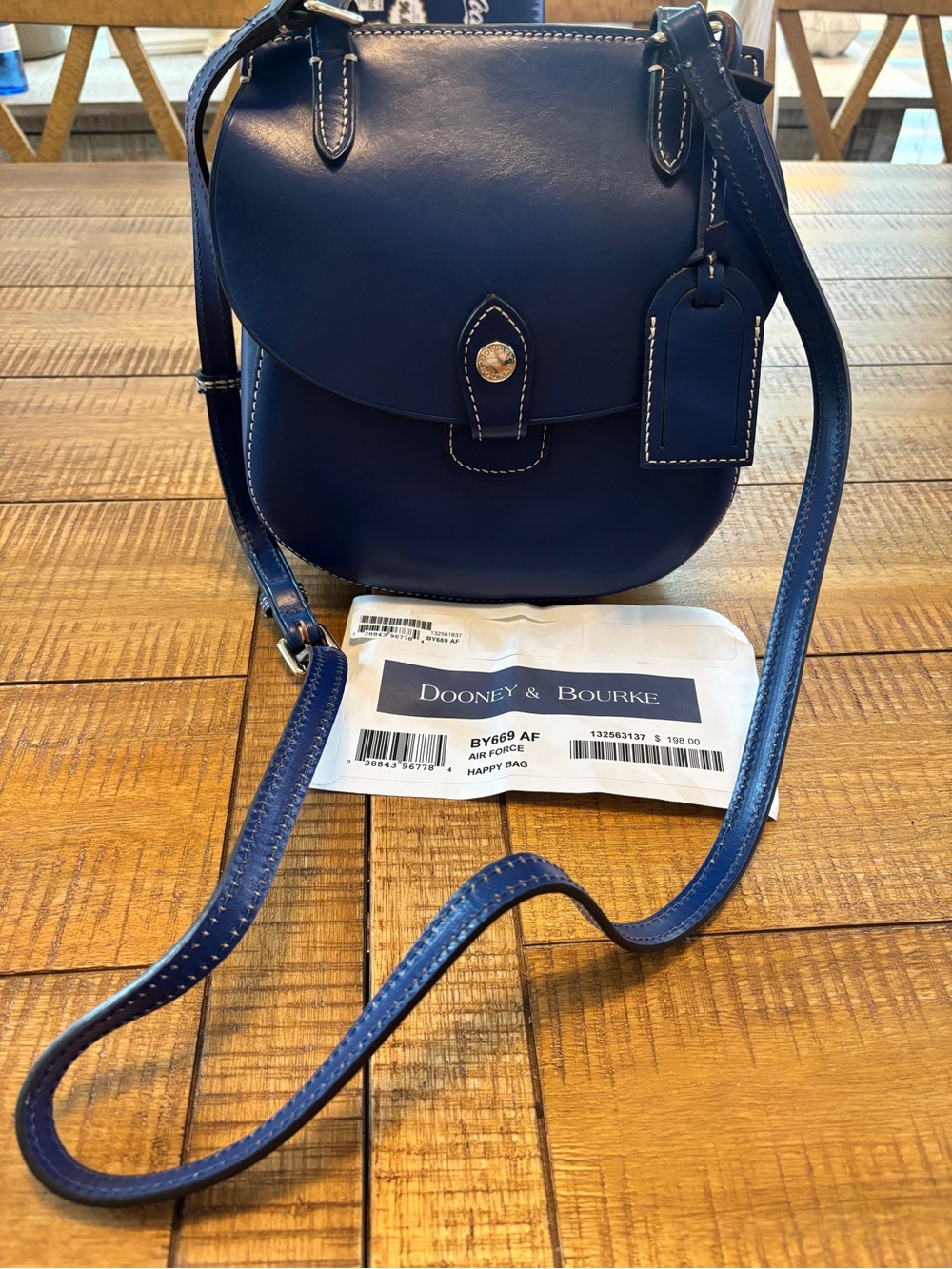 Dooney & Bourke Navy Blue Leather Crossbody Satchel